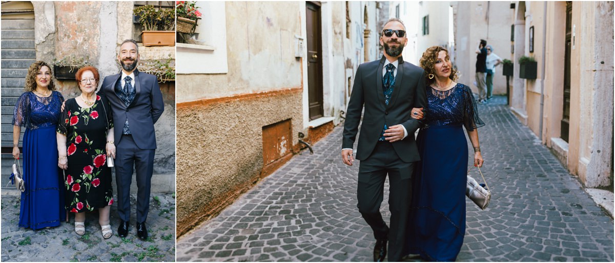 Lo sposo saluta la nonna prima della cerimonia di matrimonio a Tivoli