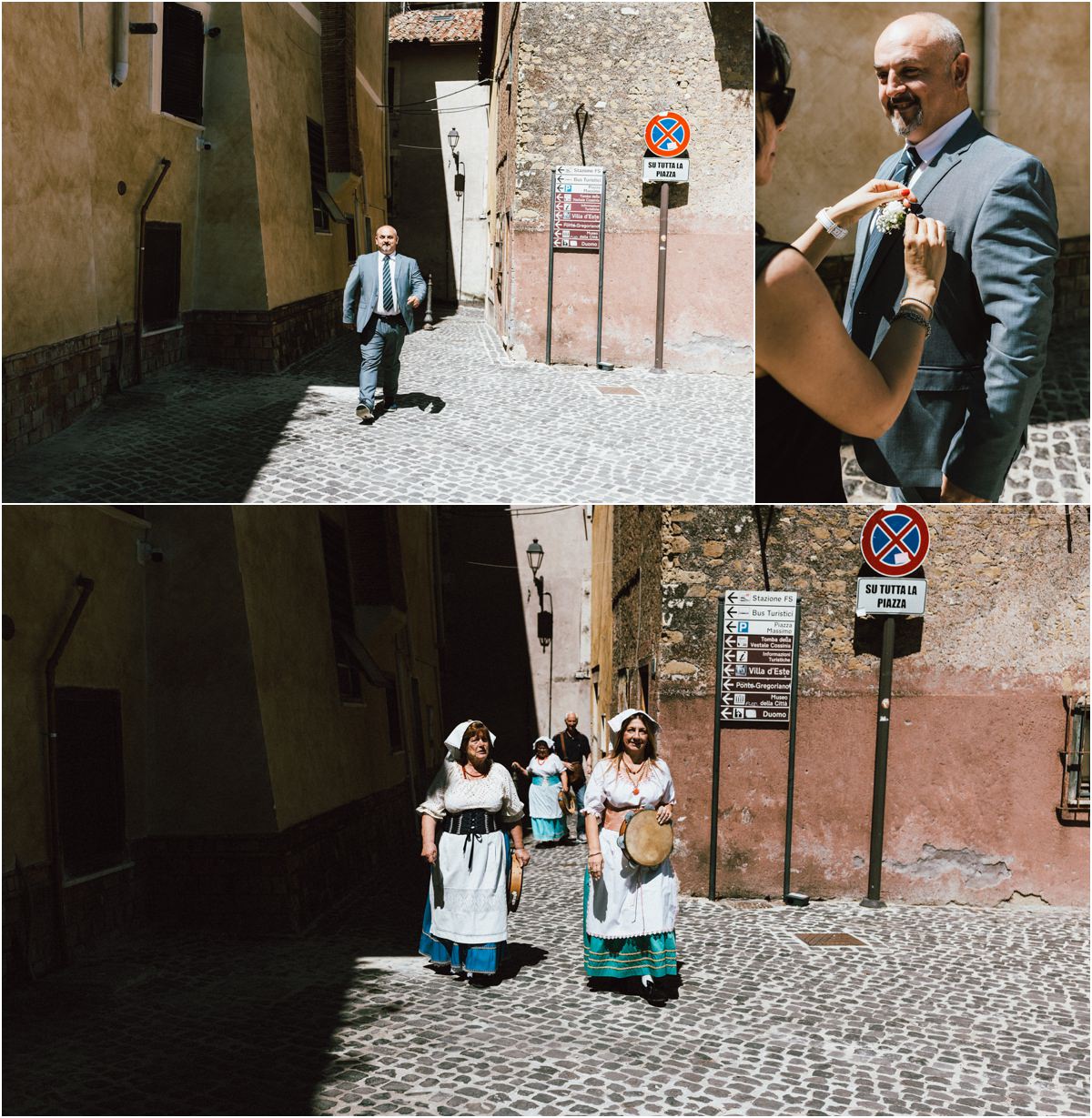 Arrivo degli invitati e delle Tamburellare Tiburtine alla cerimonia alla Sibilla di Tivoli