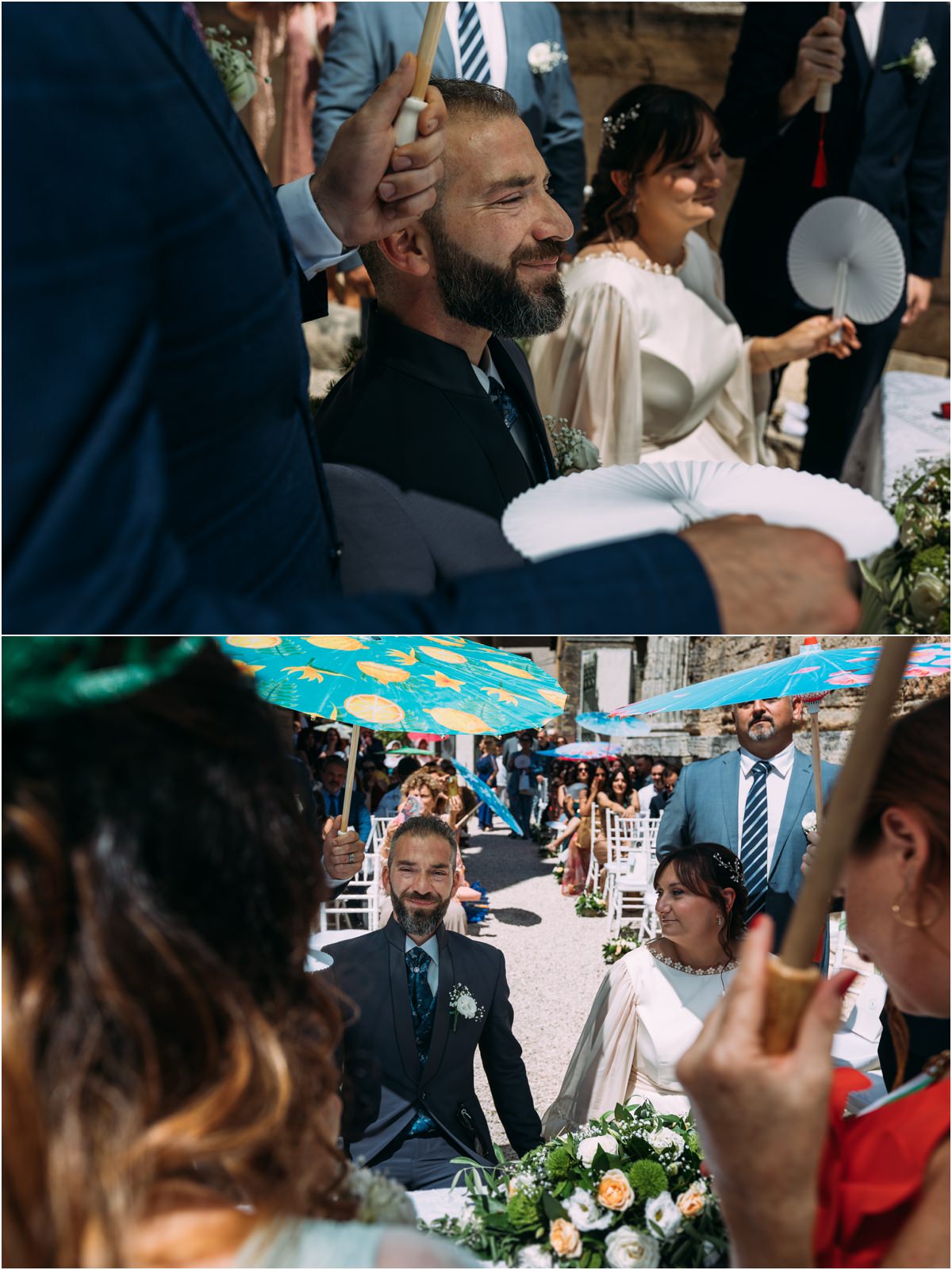 La sposa commossa durante i discorsi alla cerimonia alla Sibilla di Tivoli