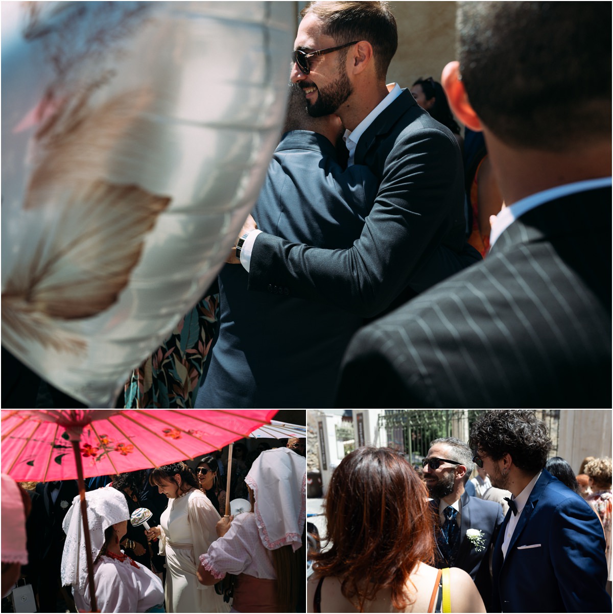 Gli sposi tra baci e abbracci degli invitati al matrimonio alla Sibilla di Tivoli
