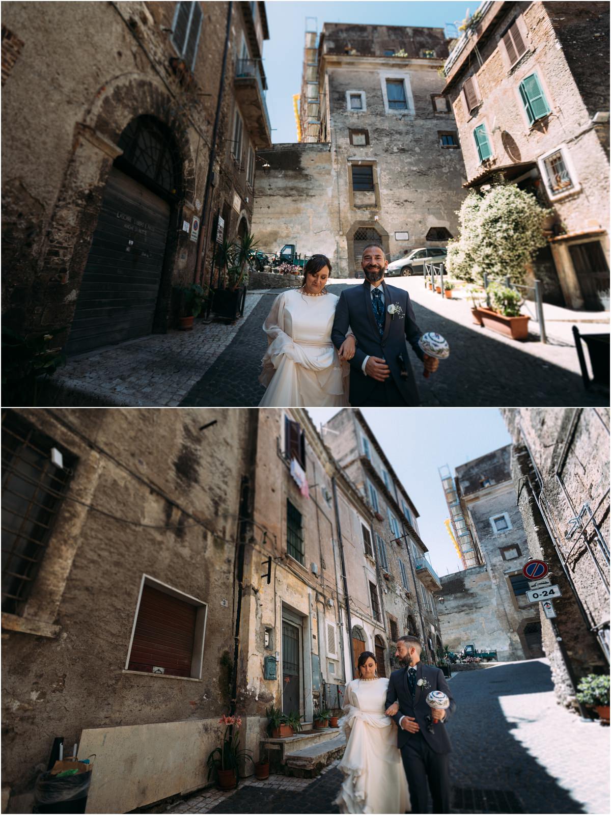 Gli sposi nel suggestivo centro storico di Tivoli