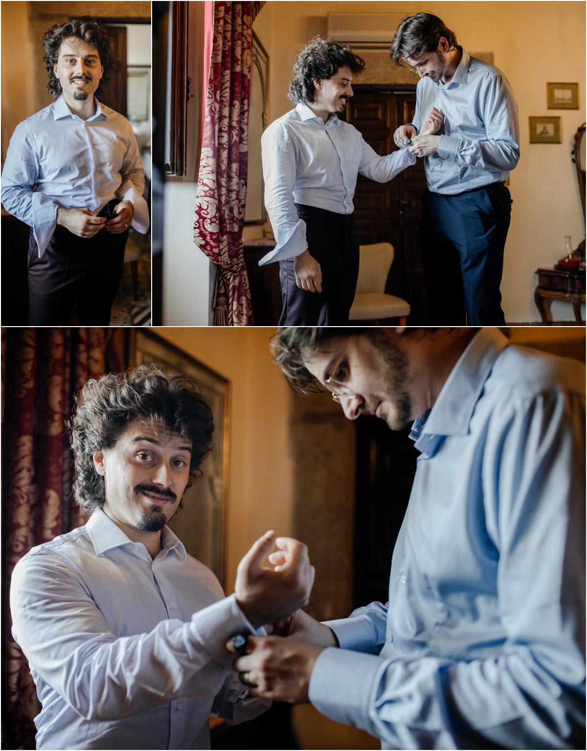 Lo sposo si prepara per il matrimonio a Villa del Cardinale, Rocca di Papa