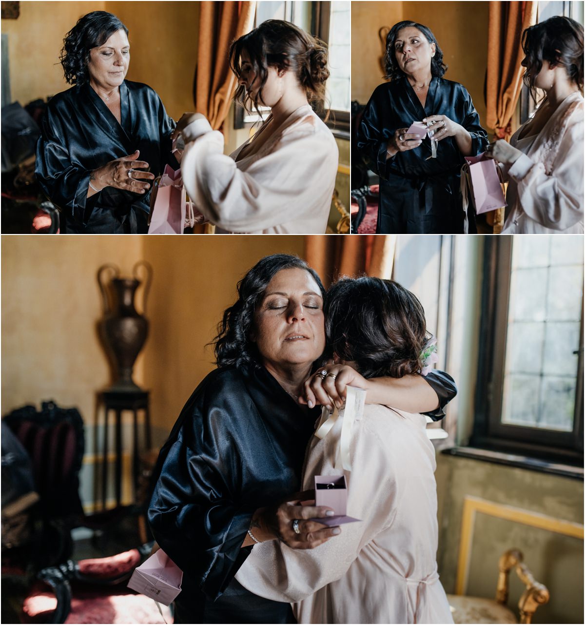 Momento emozionante con i testimoni della sposa a Villa del Cardinale