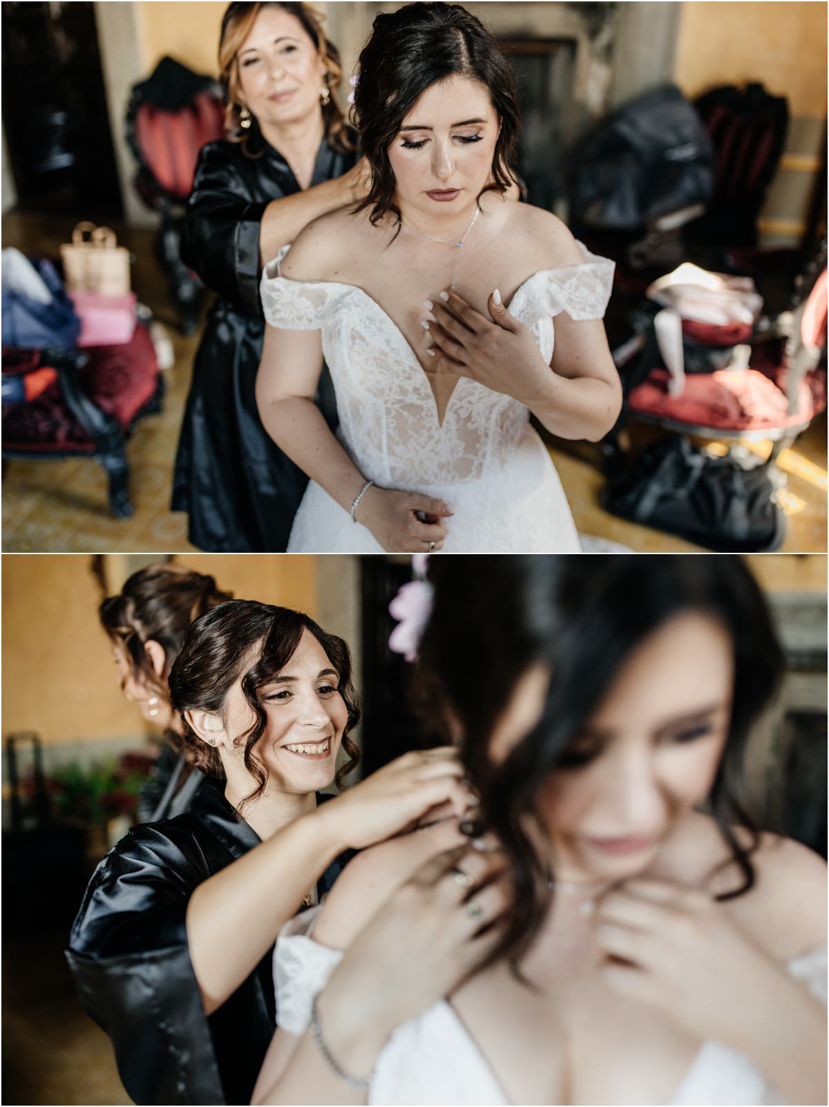 La sposa quasi pronta per la cerimonia a Villa del Cardinale