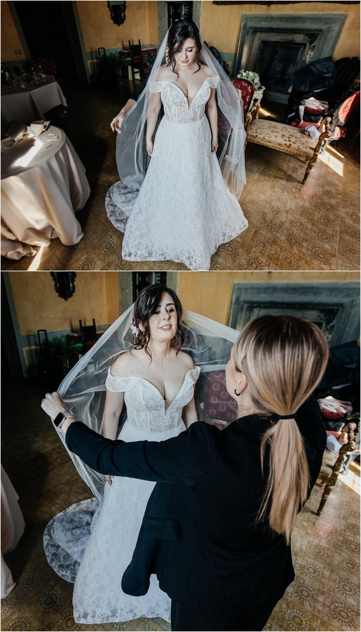 Il velo della sposa Michela a Villa del Cardinale ai Castelli Romani