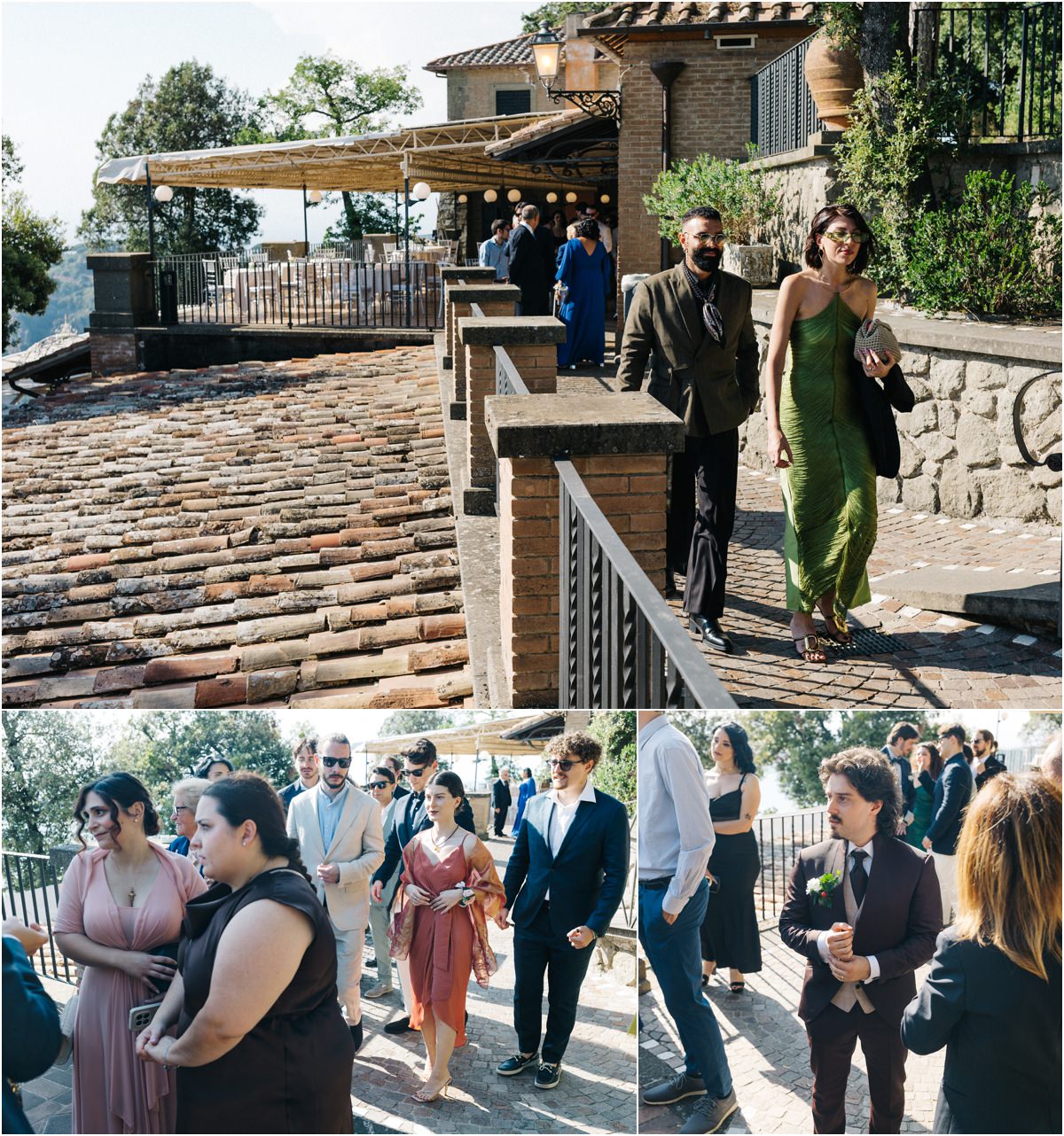 Gli invitati attendono il rito civile a Villa del Cardinale