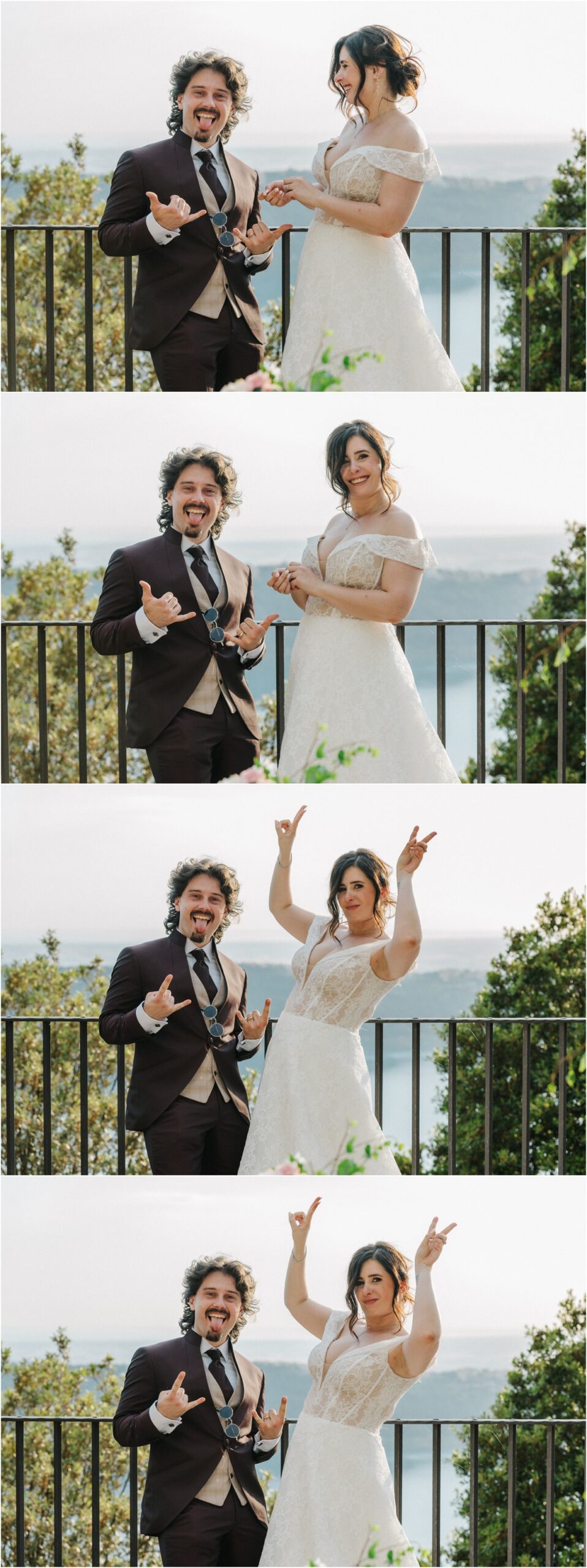 Gli sposi pronti a raggiungere gli invitati a Villa del Cardinale