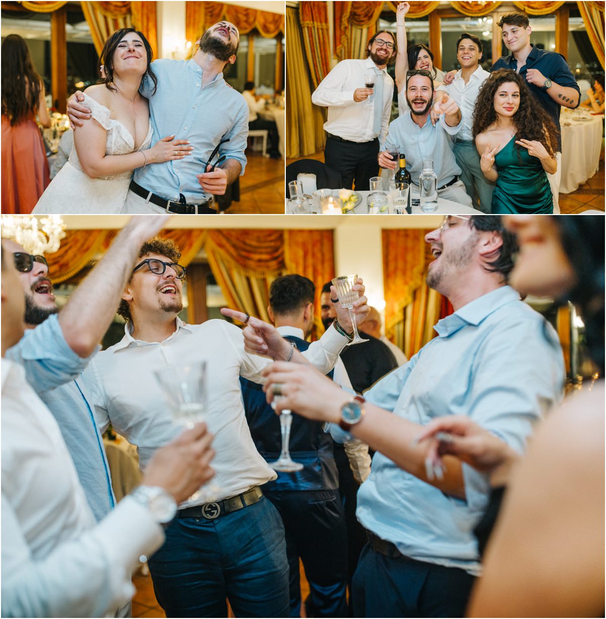 Balli e festa al ricevimento di Villa del Cardinale, Rocca di Papa