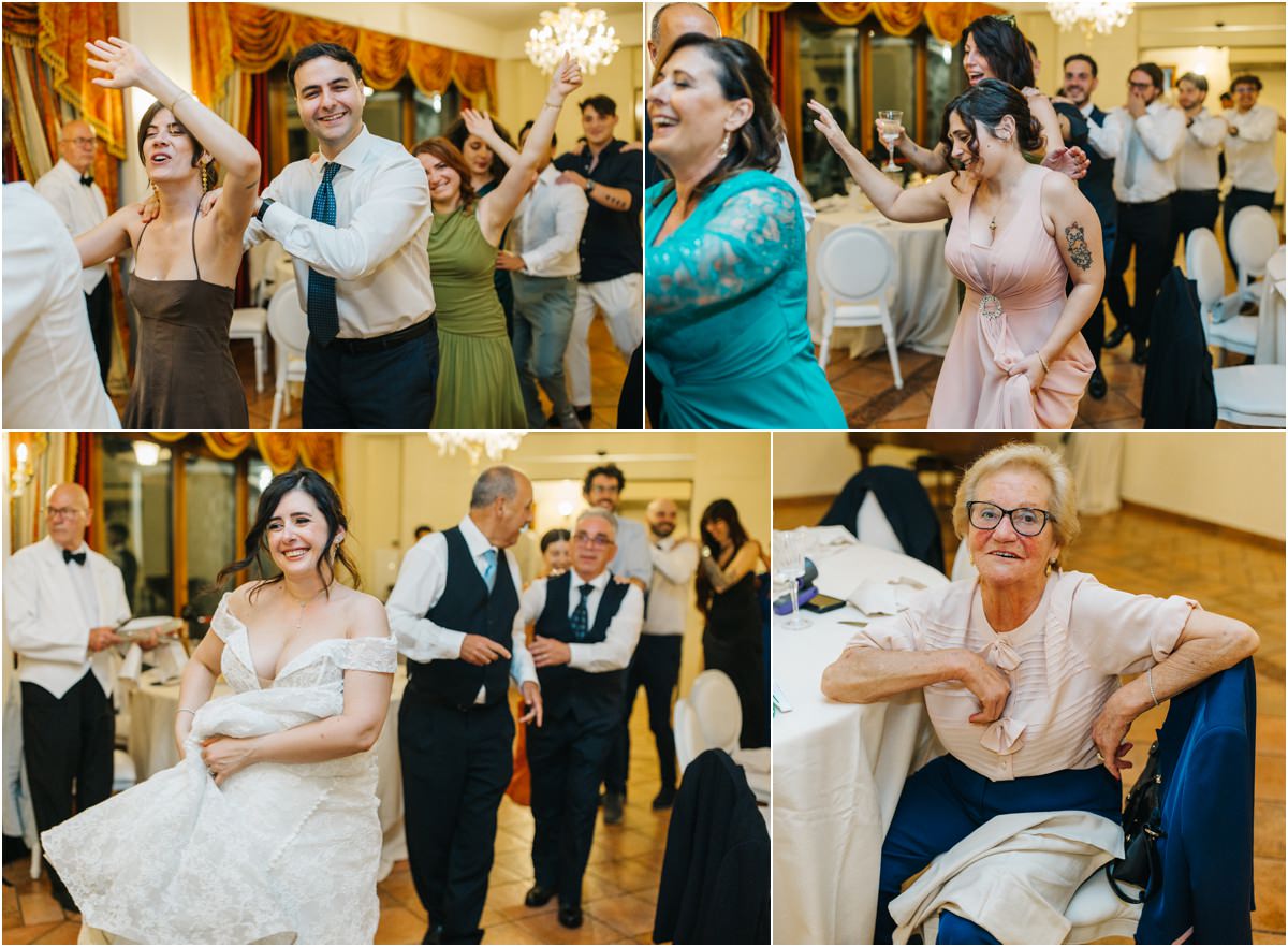 Gli invitati ballano al matrimonio di Villa del Cardinale