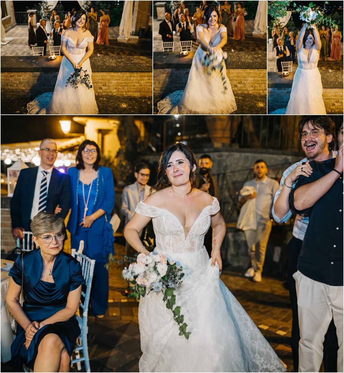 Il lancio del bouquet della sposa a Villa del Cardinale