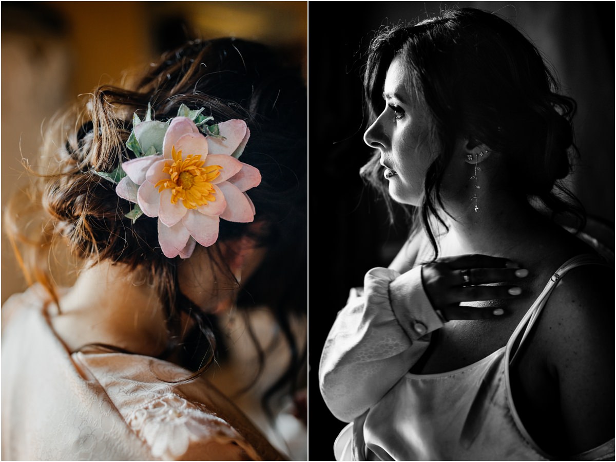 Preparativi della sposa nella scaletta del matrimonio