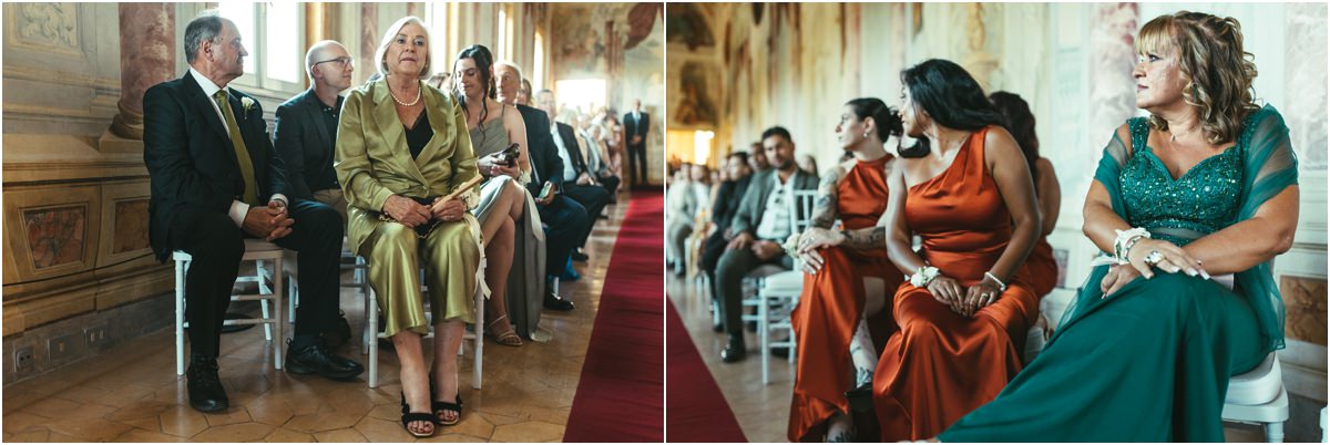 Guests Watching the Bride Arrive Guests and bridesmaids seated in the Pannini Gallery turning to watch the bride arrive
