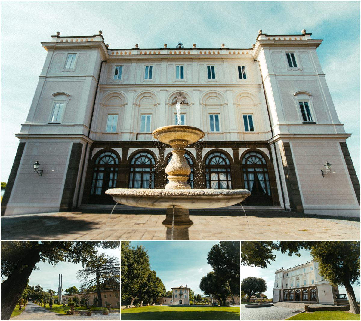 Villa Grazioli, Fountain and Park Facade of Villa Grazioli with the fountain, and views of the park in Grottaferrata, Castelli Romani