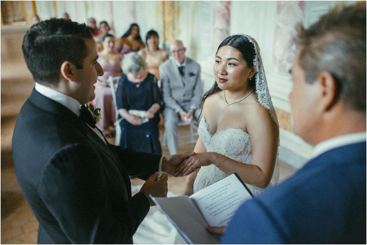 Exchange of Rings Alessio and Leah exchanging rings during their civil ceremony at Villa Grazioli