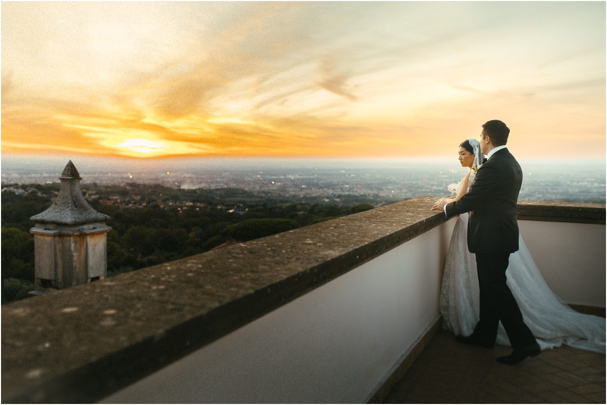 Looking at the View Alessio and Leah looking at the view from the terrace of Villa Grazioli as the sun goes down