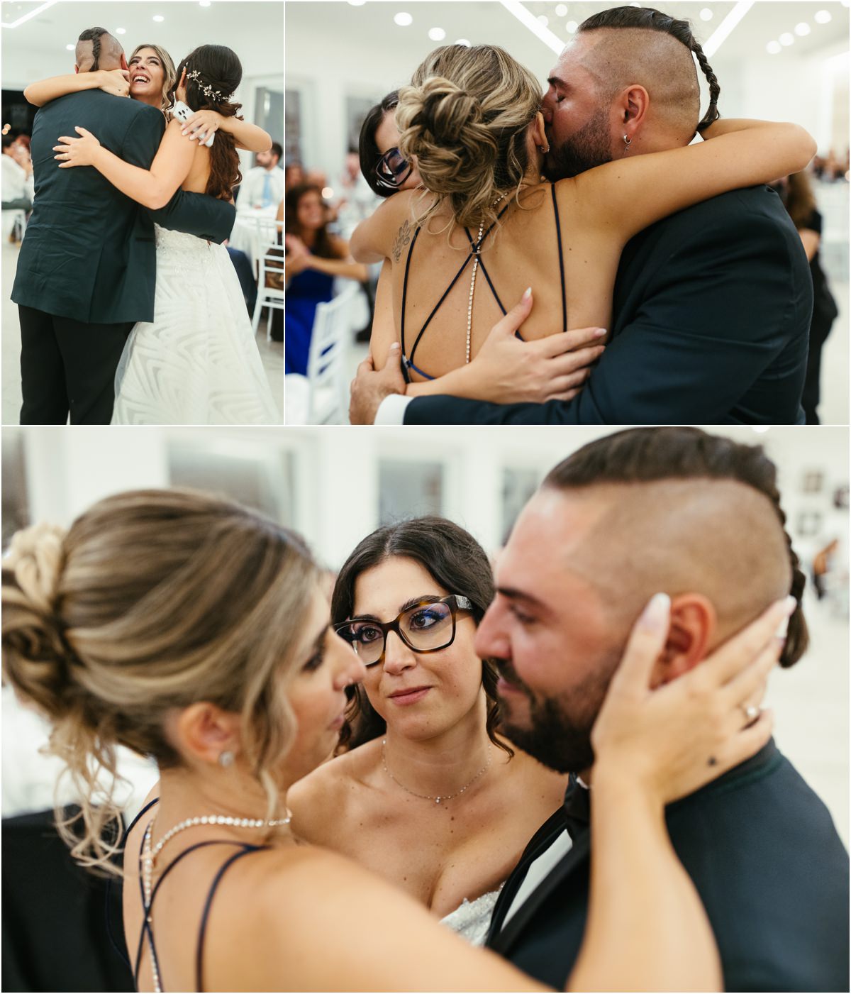 Abbracci Abbracci commossi tra Martina, Davide e un'amica dopo il discorso in sala