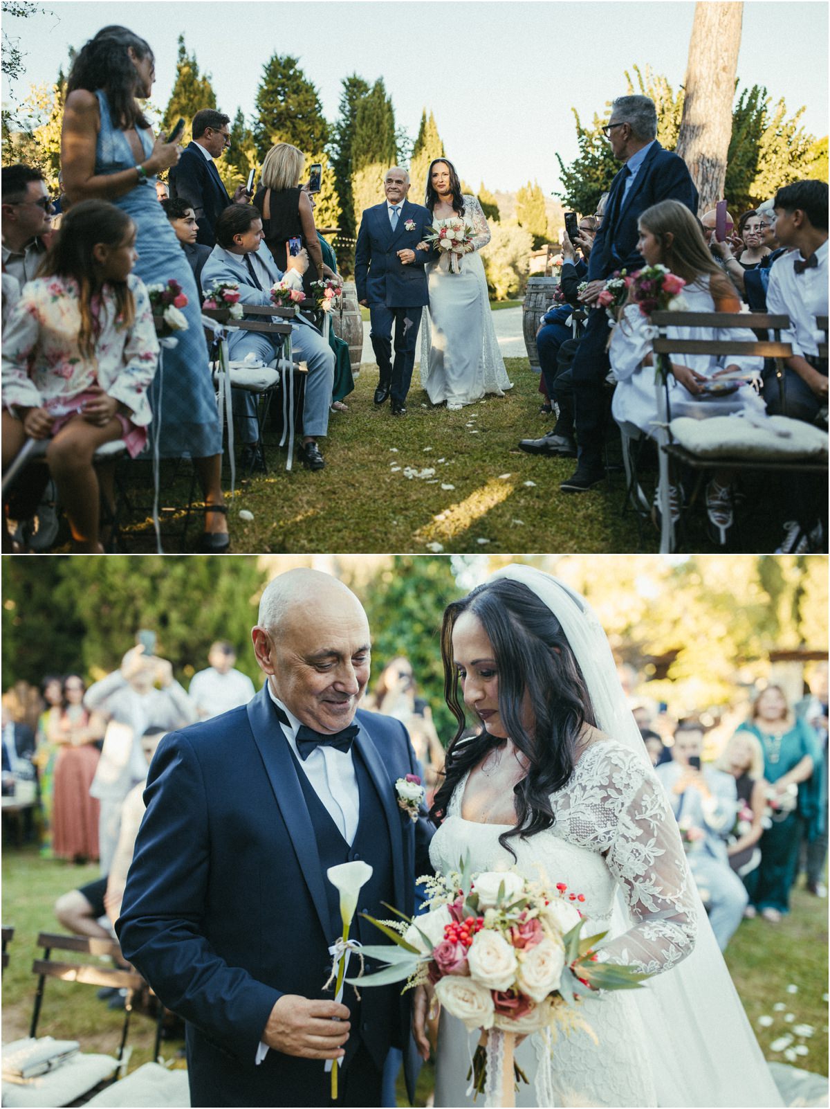 Ingresso della sposa Ingresso della sposa Cinzia con il padre lungo la navata