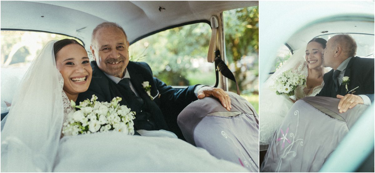 Sposa e papà in auto Alice e il papà in auto, pronti a raggiungere lo sposo Valerio