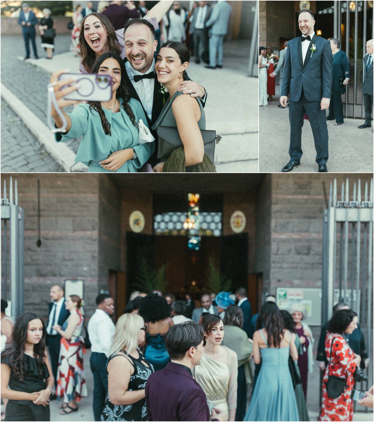 Invitati davanti a San Policarpo Invitati e sposo Valerio davanti alla chiesa di San Policarpo prima del rito